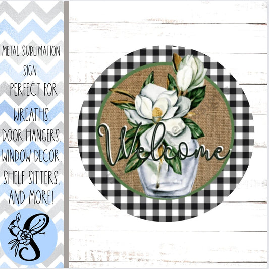 Wreath Sign, Magnolia Welcome Round Everyday Wreath Sign, Sugar Pepper Designs, Sign For Wreath, Door Decor