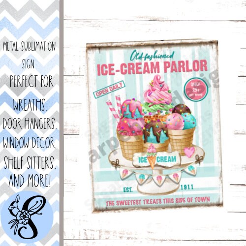 Wreath Sign, Ice Cream Wreath Sign, Summer Wreath Sign, Sugar Pepper Designs, Sign For Wreath, Door Decor