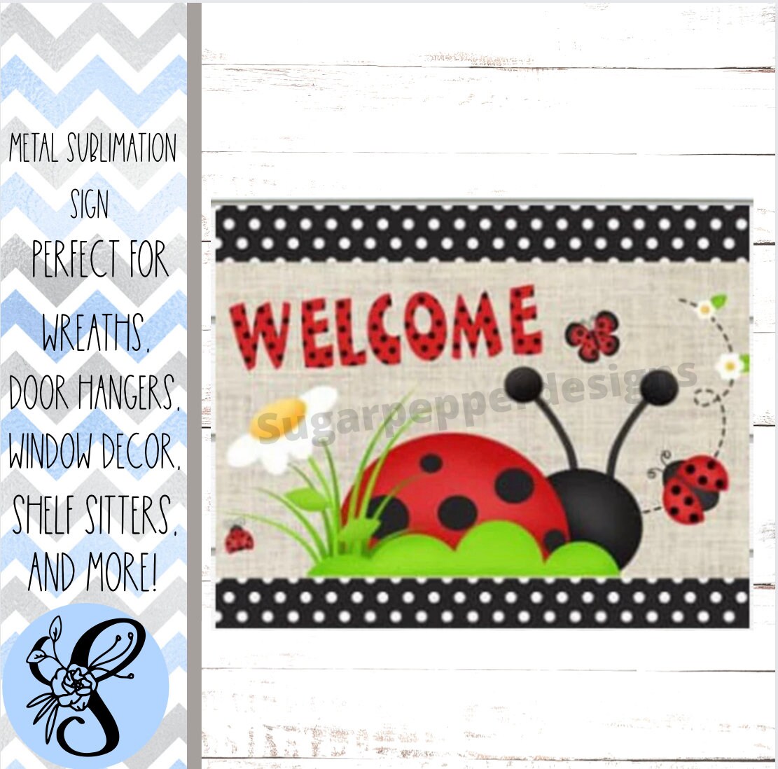 Wreath Sign, Ladybug Wreath Sign, Summer Wreath Sign, Sugar Pepper Designs, Door Decor, Sign For Wreath