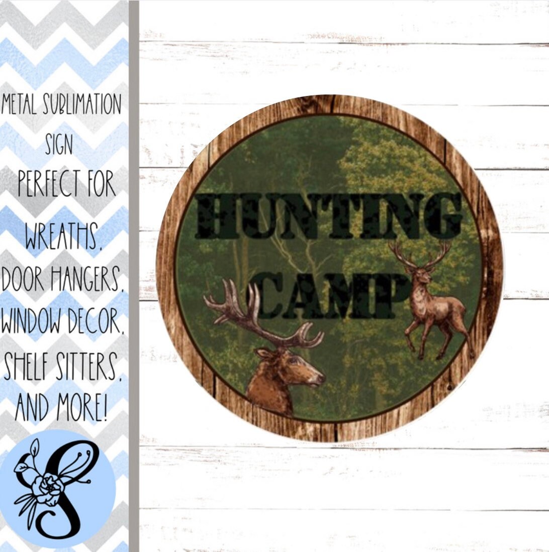 Hunting Camp Wreath Sign, Deer Wreath Sign, Outdoors Wreath Sign, Wildlife Sign, father's Day Sign, Sign Sugar Pepper Design Door Decor