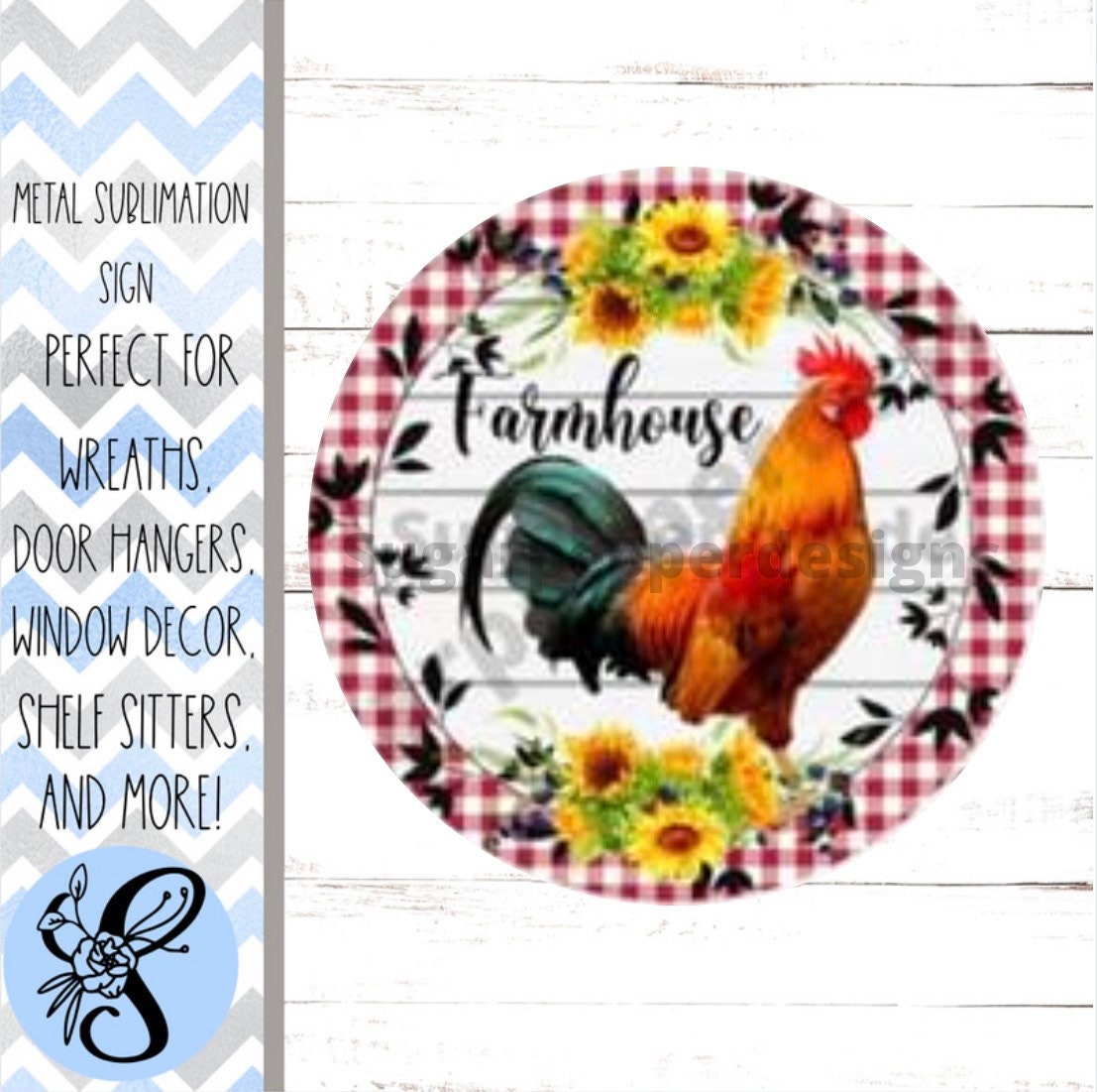 Wreath Sign, Chicken Wreath Sign, Farmhouse Wreath Sign, Choose Your Custom Size Round Wreath Sign Door Decor