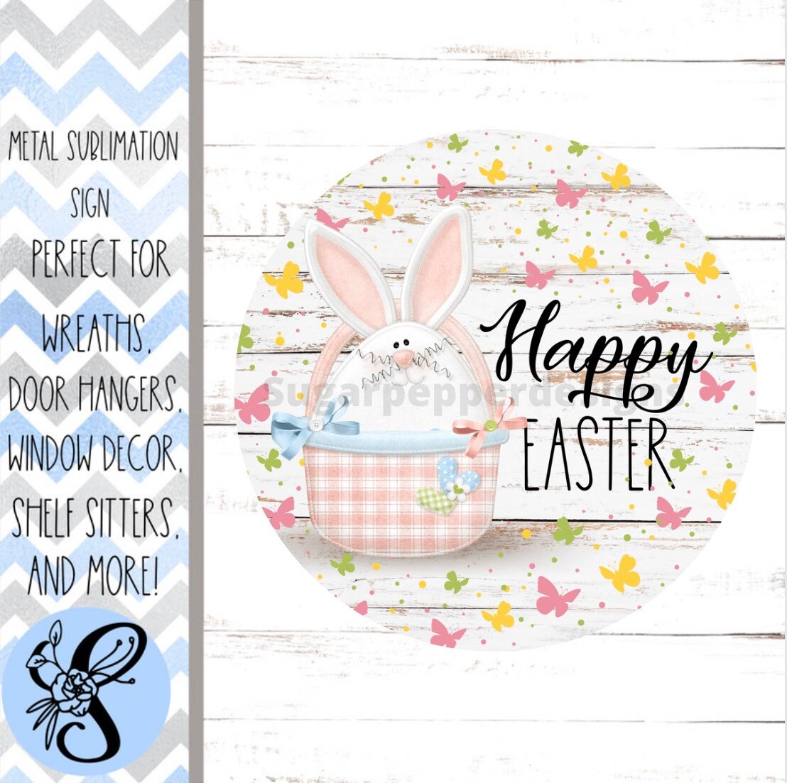 Wreath Sign, Happy Easter Wreath Sign, Spring Wreath Sign, Sugar Pepper Designs, Sign For Wreath, Door Decor