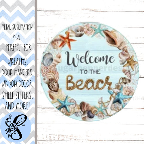 Wreath Sign, Beach Seashell Wreath Sign, Summer Wreath Sign, Sugar Pepper Designs Sign For Wreath Door Decor