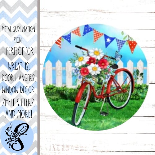 Wreath Sign, Round Bicycle Summer Wreath Sign, Bicycle Wreath Sign, Sugar Pepper Designs, Sign For Wreath, Door Decor