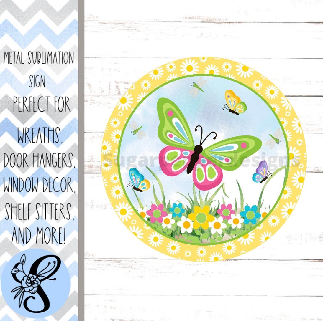 Wreath Sign, Round Wreath Sign, Butterfly Wreath Sign, Spring Wreath Sign, Sugar Pepper Designs, Sign For Wreath