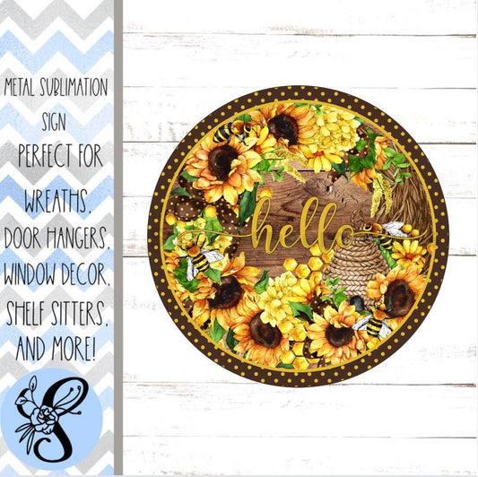 Wreath Sign, Hello Round Sunflower Wreath Sign, Everyday Wreath Sign, Wreath Sign, Sugar Pepper Designs, Sign For Wreath, Door Decor