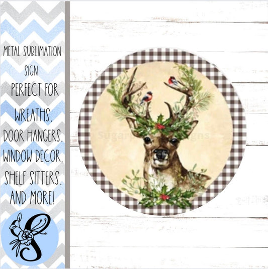 Wreath Sign, Deer Wreath Sign, Hunting Wreath Sign, Christmas Wreath Sign, Wildlife Sign, Sign Sugar Pepper Design Door Decor