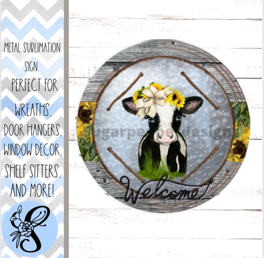 Wreath Sign, Cow Wreath Sign, Farmhouse Wreath Sign, Everyday Wreath Sign Sugar Pepper Design Door Decor Sign For Wreath