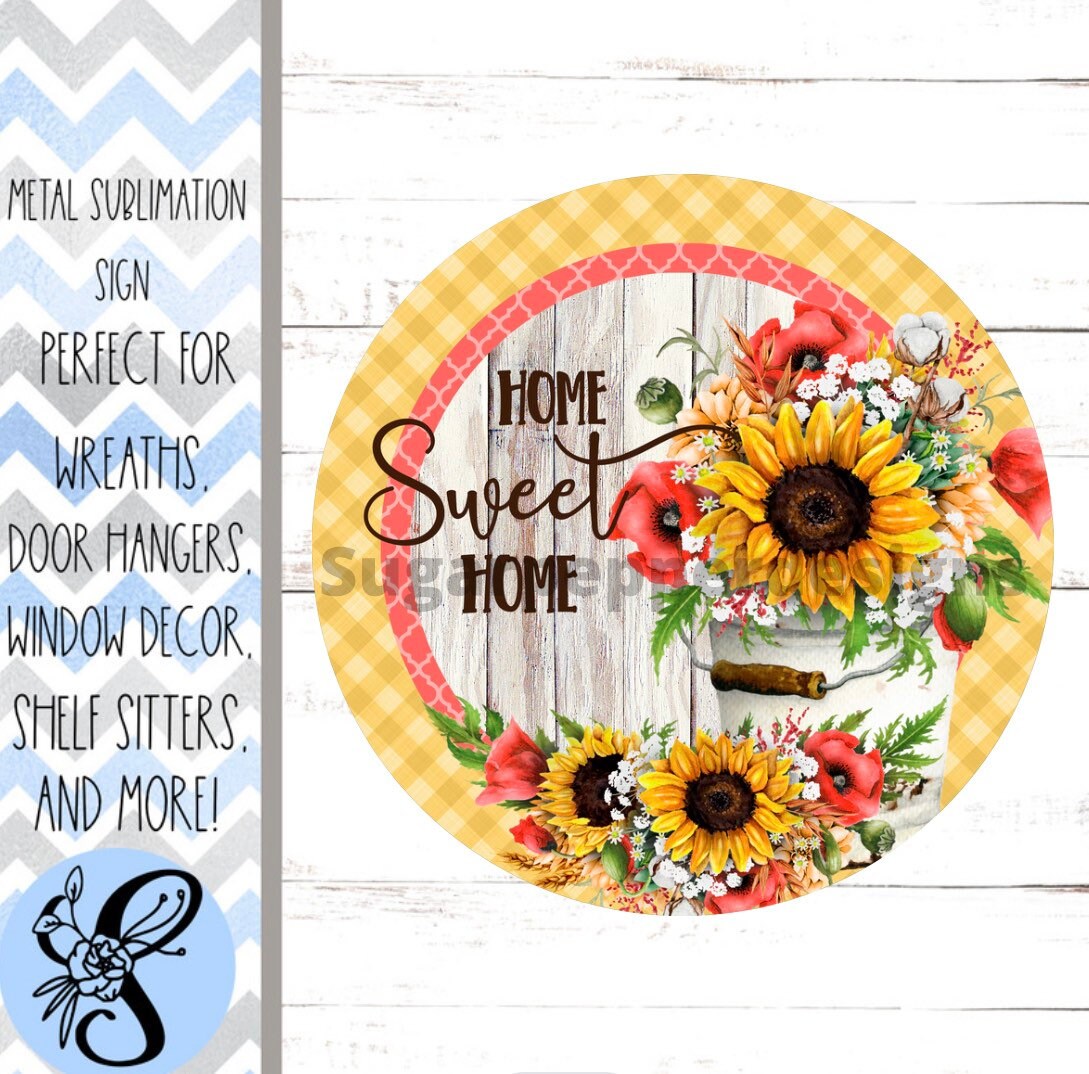 Wreath Sign, Home Sweet Home Round Floral Wreath Sign, Everyday Wreath Signs, Sugar Pepper Designs, Sign For Wreath, Door Decor