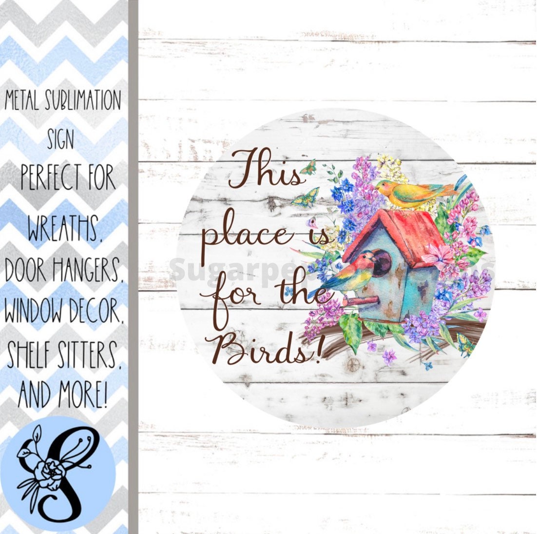 Wreath Sign, Spring Wreath Sign, Birdhouse Wreath Sign, Sugar Pepper Designs, Sign For Wreath, Door Decor