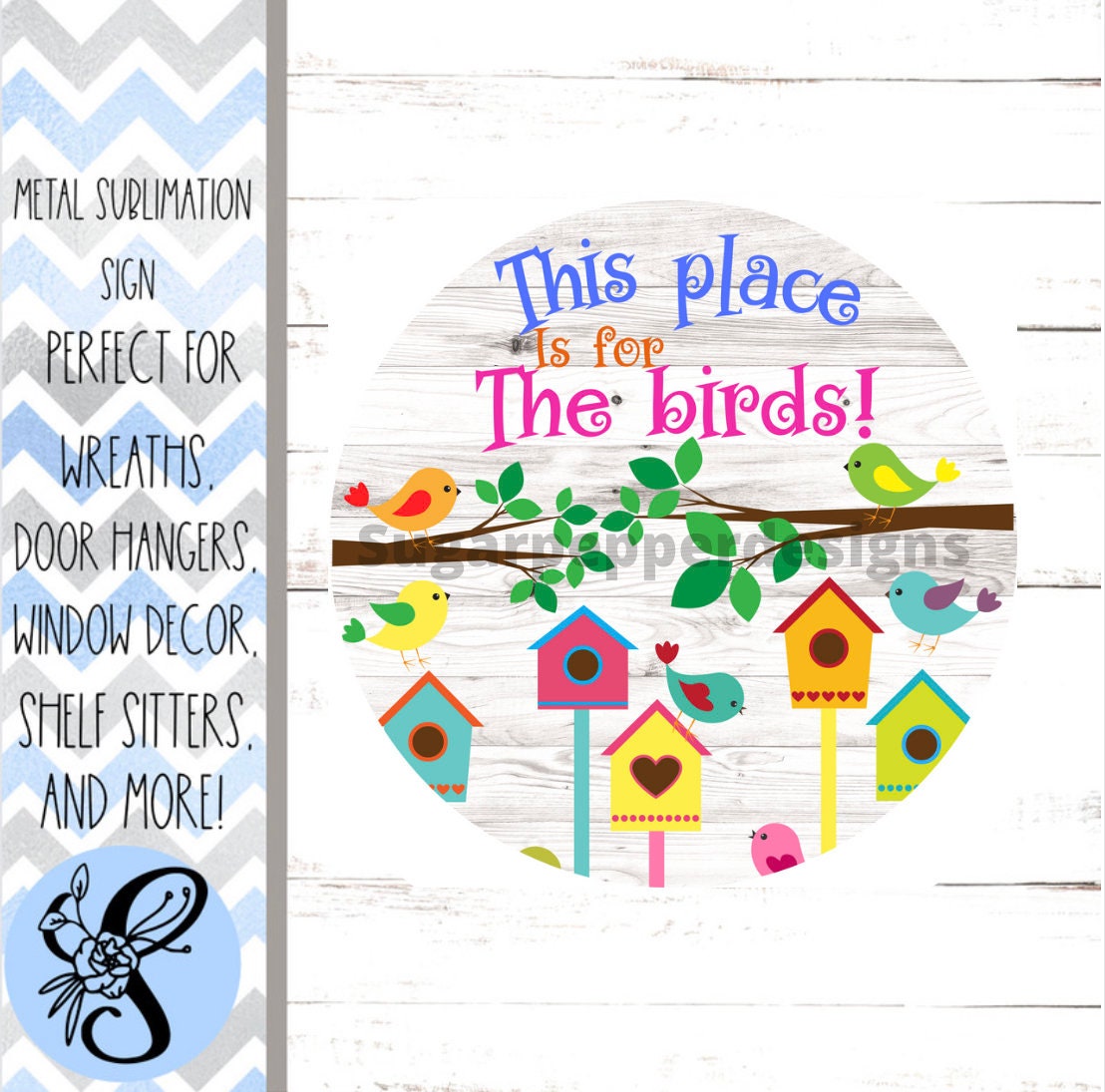 Wreath Sign, Round Wreath Sign, Spring Wreath Sign, Birdhouse Wreath Sign, Sugar Pepper Designs, Sign For Wreath