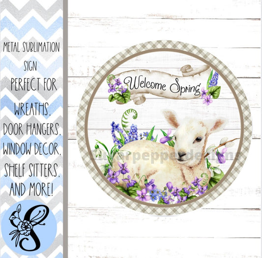 Round Wreath Sign, Spring Wreath Sign, Round Metal Wreath Sign, Rustic Farmhouse Wreath Sign, Sugar Pepper Designs, Sign For Wreath