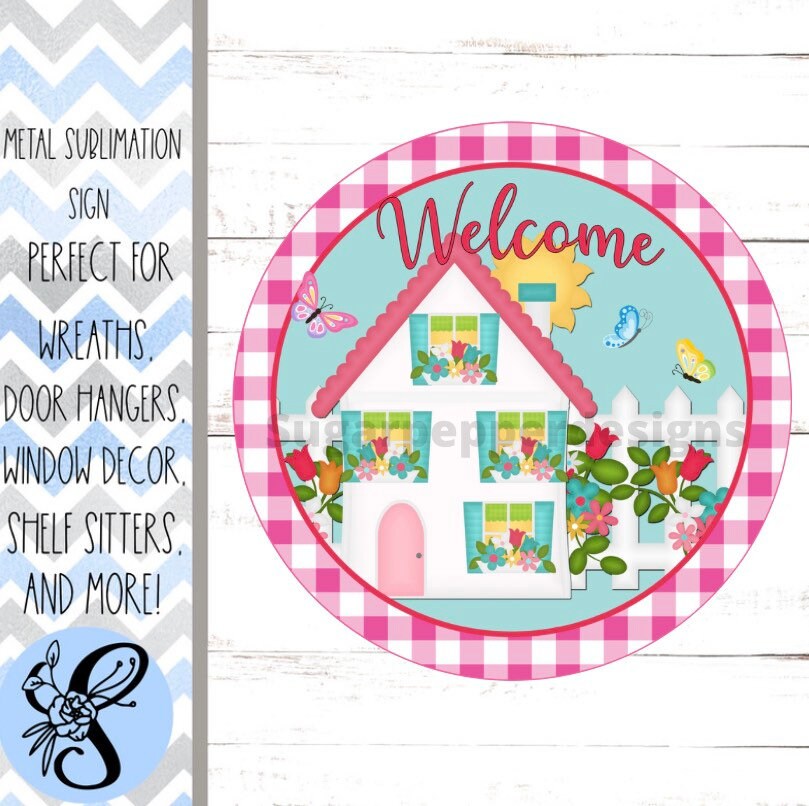 Wreath Sign, Welcome Wreath Sign, Round Wreath Sign, Sugar Pepper Designs, Sign For Wreath, Door Decor