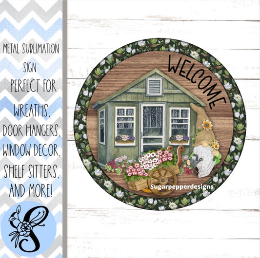 Wreath Sign, Welcome Wreath Sign, Round Wreath Sign, Garden Sign, Sugar Pepper Designs, Sign For Wreath, Door Decor