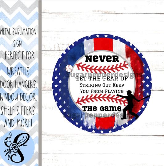 Wreath Sign, Baseball Patriotic Wreath Sign Sugar Pepper Design Door Decor Sign For Wreath