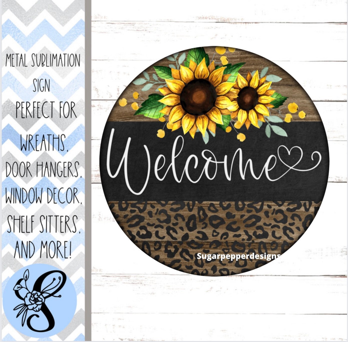 Wreath Sign, Welcome Wreath Sign, Round Wreath Sign, Sunflower Wreath Sign, Sugar Pepper Designs, Sign For Wreath, Door Decor