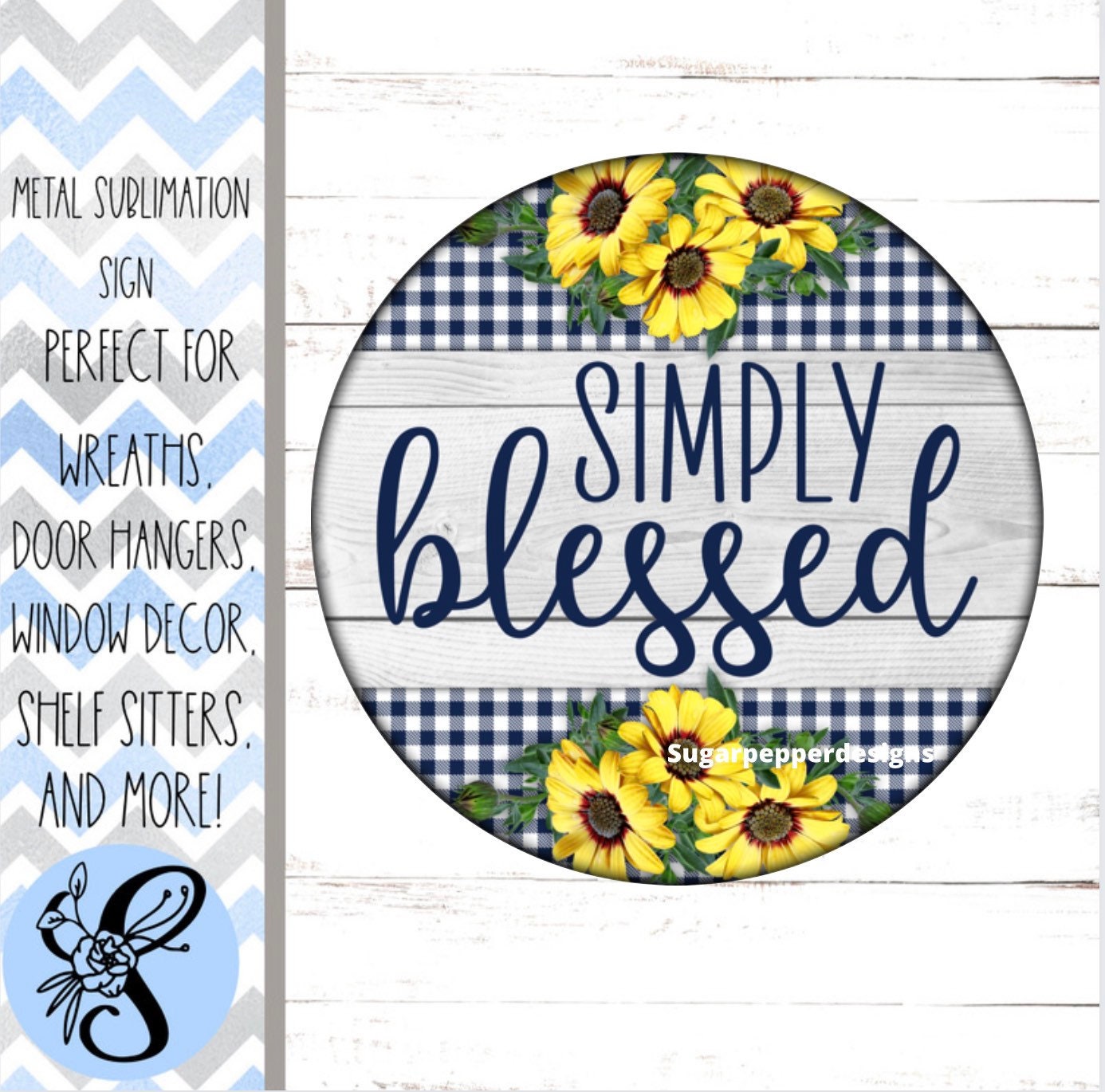 Wreath Sign, Simply Blessed Wreath Sign, Round Wreath Sign, Sugar Pepper Designs, Sign For Wreath, Door Decor