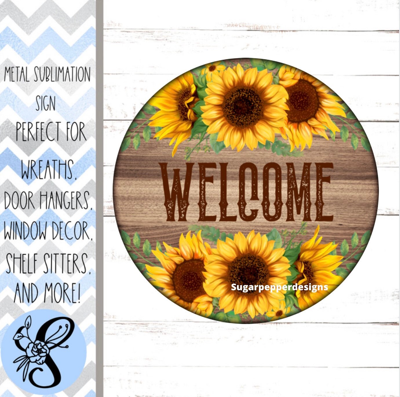 Wreath Sign, Welcome Wreath Sign, Round Wreath Sign, Sunflower Wreath Sign, Sugar Pepper Designs, Sign For Wreath, Door Decor