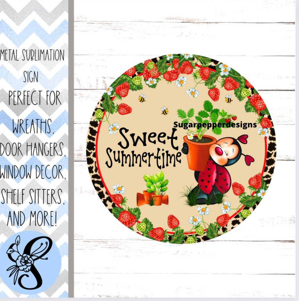 Wreath Sign, Ladybug Wreath Sign, Strawberry Wreath Sign, Summer Everyday Wreath Sign, Sugar Pepper Designs, Sign For Wreath, Door Decor