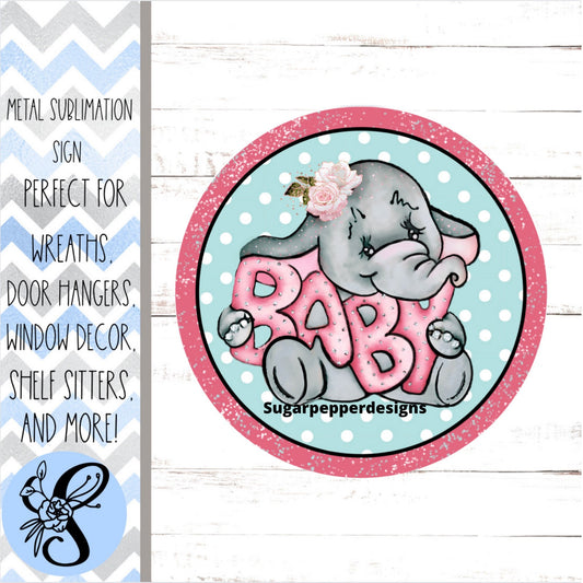 Wreath Sign, Baby Elephant Nursery Wreath Sign, Baby Girl Wreath Sign, Sugar Pepper Designs, Sign For Wreath, Door Decor