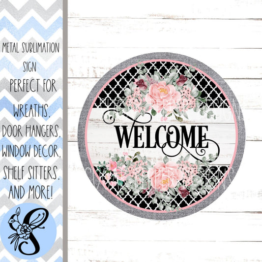 Wreath Sign, Round Welcome Everyday Wreath Sign, Floral Wreath Sign, Sugar Pepper Designs, Sign For Wreath, Door Decor