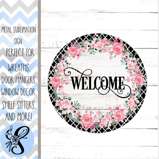 Wreath Sign, Round Welcome Everyday Wreath Sign, Floral Wreath Sign, Sugar Pepper Designs, Sign For Wreath, Door Decor