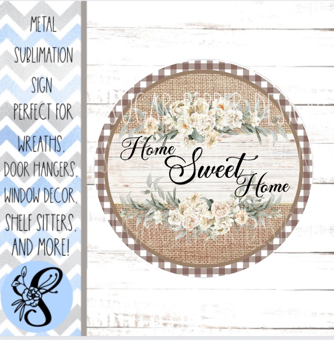 Wreath Sign, Round Home Sweet Home Floral Everyday Wreath Sign, Sugar Pepper Designs, Sign For Wreath, Door Decor