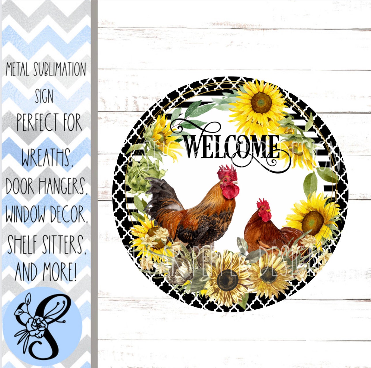 Wreath Sign, Chicken Wreath Sign, Choose Your Custom Size, Round Wreath Sign, Sugar Pepper Designs, Sign For Wreath, Door Decor