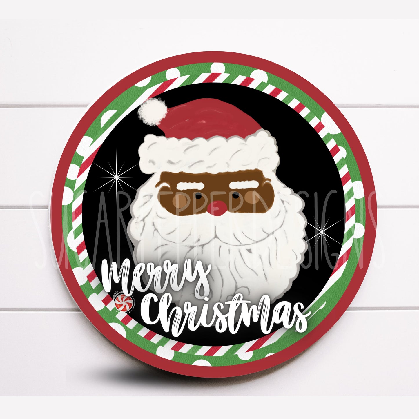 Wreath Sign, Black Santa Claus Wreath Sign, African American Santa Sign, Sugar Pepper Designs, Sign For Wreath, Choose Your Size