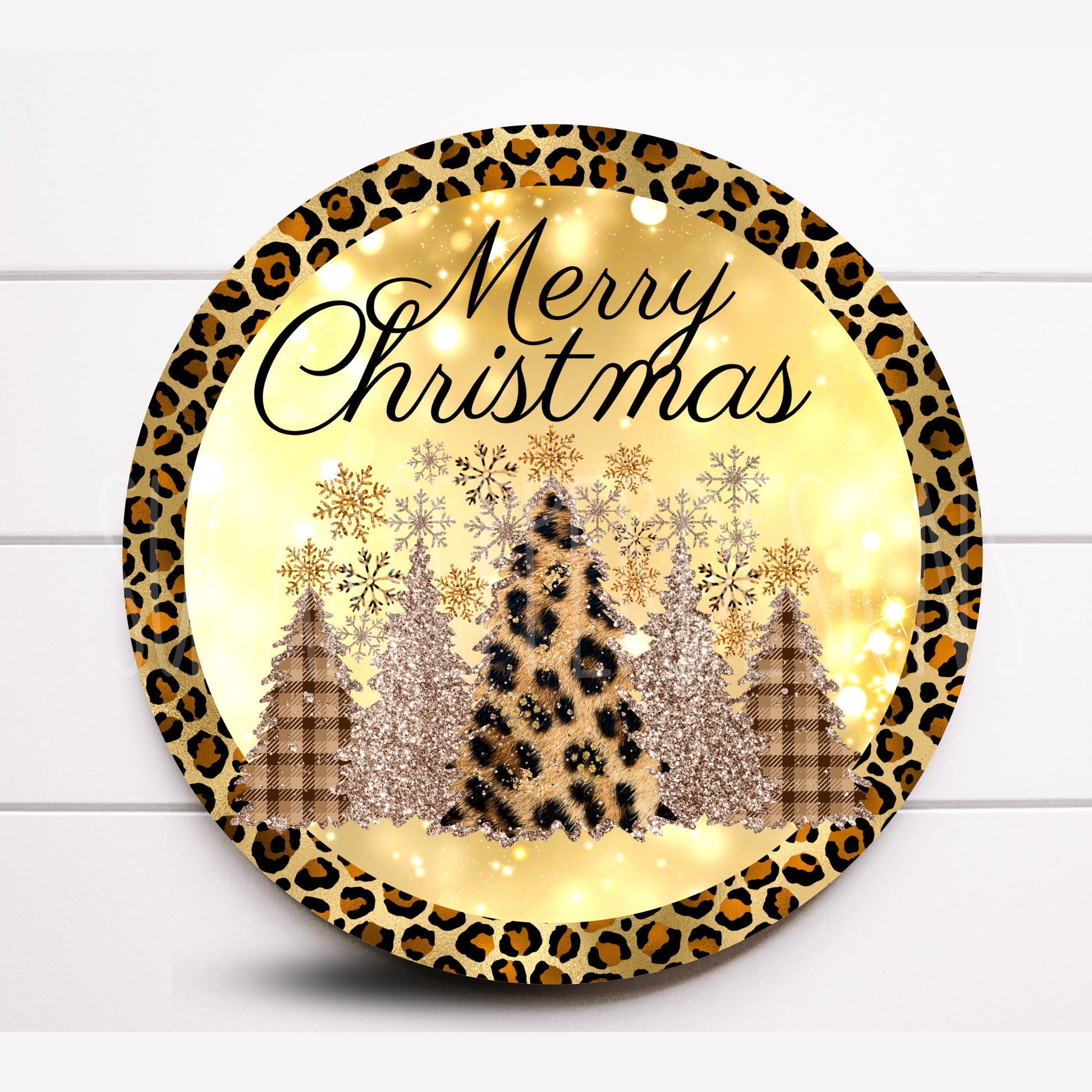 Wreath Sign, Christmas Wreath Sign, Animal Print Christmas Wreath Sign, Choose your size, Sugar Pepper Designs, Sign For Wreath