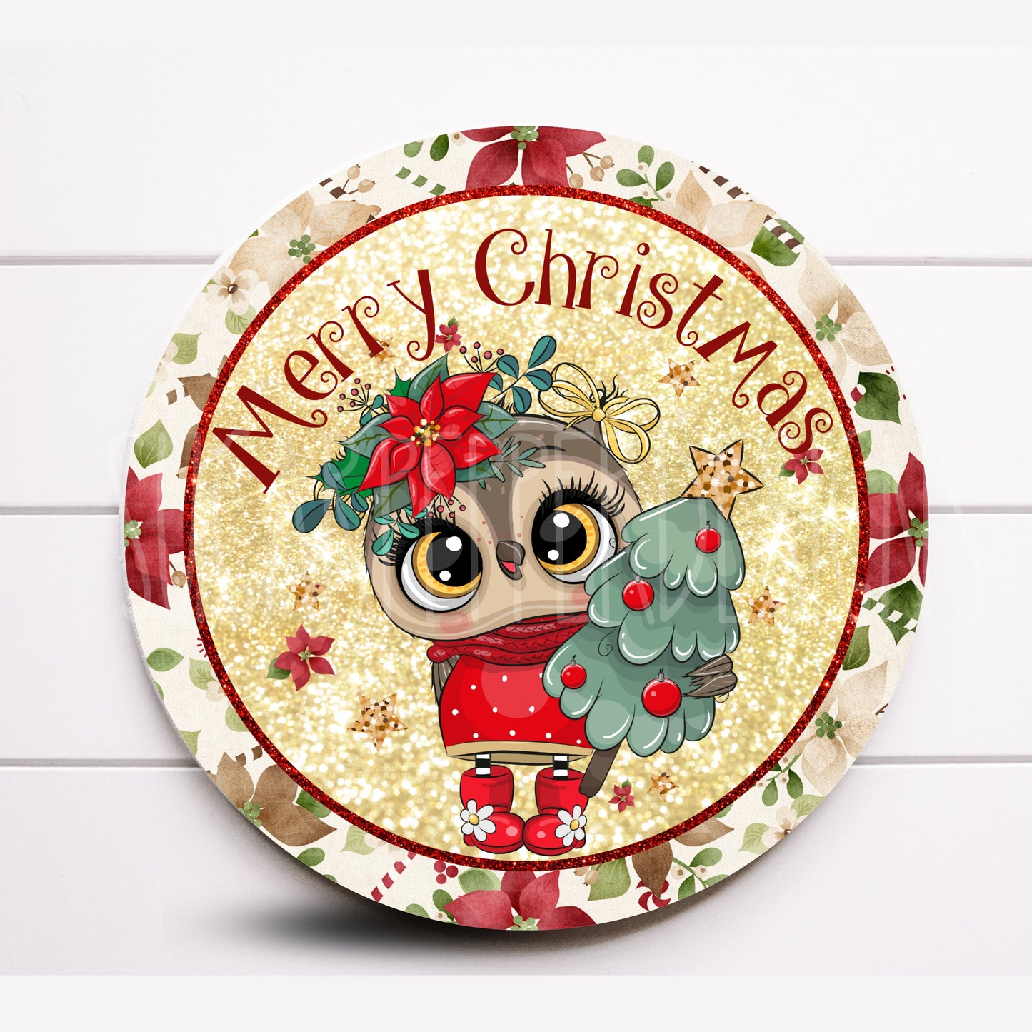 Wreath Sign, Merry Christmas Wreath Sign, Owl Wreath Sign, Sugar Pepper Designs, Sign For Wreath