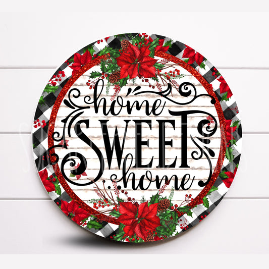 Wreath Sign, Home Sweet Home Christmas Wreath Sign, Poinsettia Wreath Sign, Sugar Pepper Designs , Sign For Wreath, Door Décor