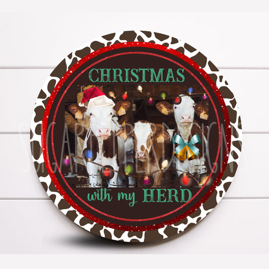 Wreath Sign, Wreath Sign, Cow Wreath Sign, Christmas Wreath Sign, Metal Wreath Sign, Sugar Pepper Designs, Sign For Wreath,