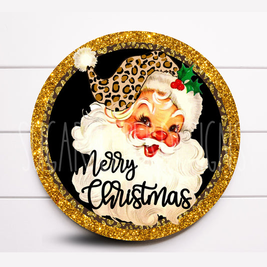 Wreath Sign, Leopard Santa Claus Wreath Sign, Christmas Wreath Sign, Christmas Supplies, Sign For Wreath, Sugar Pepper Designs