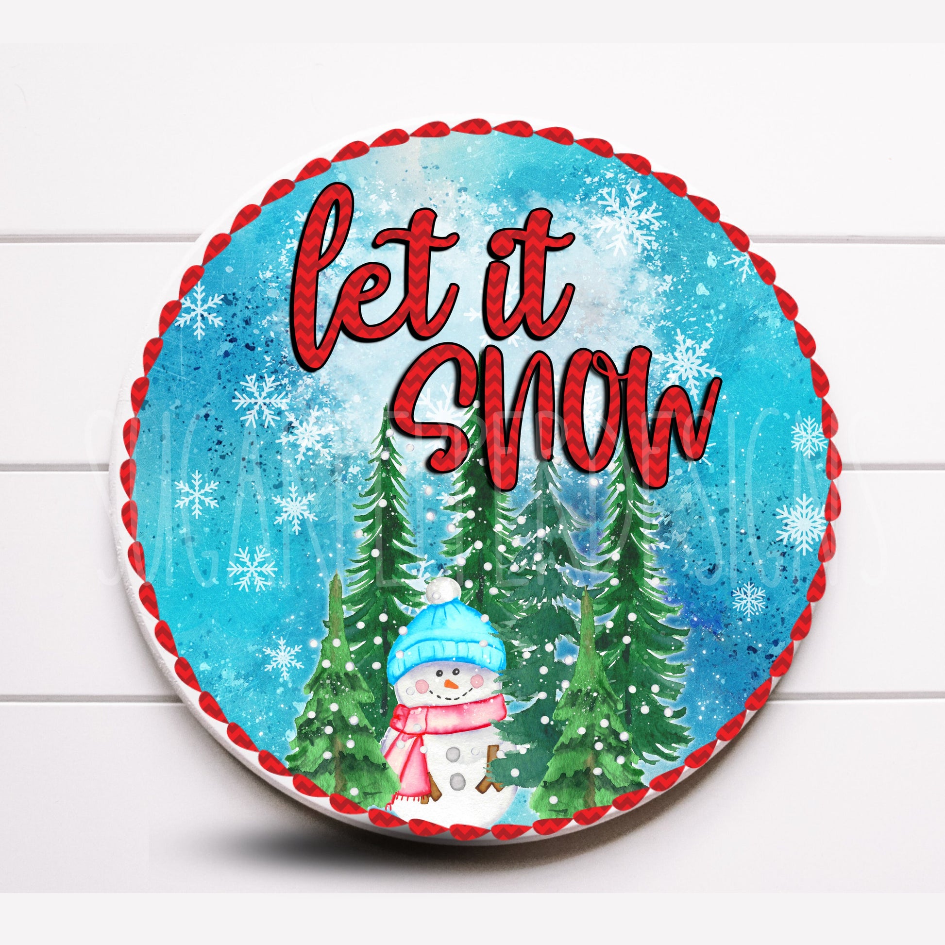 Wreath Sign, Let It Snow Wreath Sign, Snowman Wreath Sign, Sugar Pepper Designs, Sign For Wreath