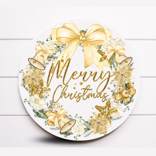 Wreath Sign, Merry Christmas Round Metal Wreath Sign, Christmas Tree Wreath Sign, Sign For Wreath, Sugar Pepper Designs