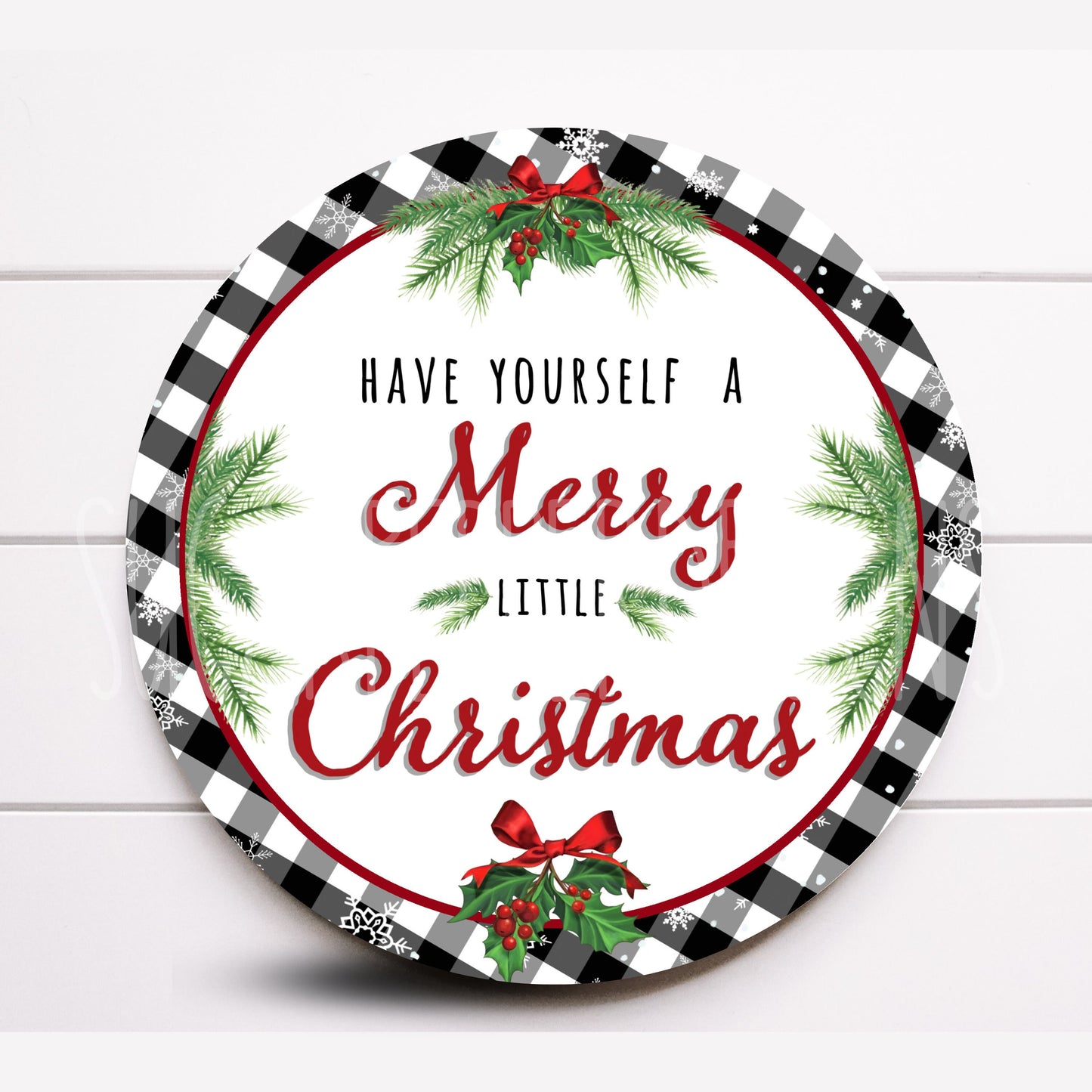 Wreath Sign, Merry Christmas Round Metal Wreath Sign, Christmas Tree Wreath Sign, Sign For Wreath, Sugar Pepper Designs