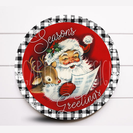 Wreath Sign, Santa Claus Wreath Sign, Retro Santa Christmas Wreath Sign, Christmas Supplies, Sign For Wreath, Sugar Pepper Designs