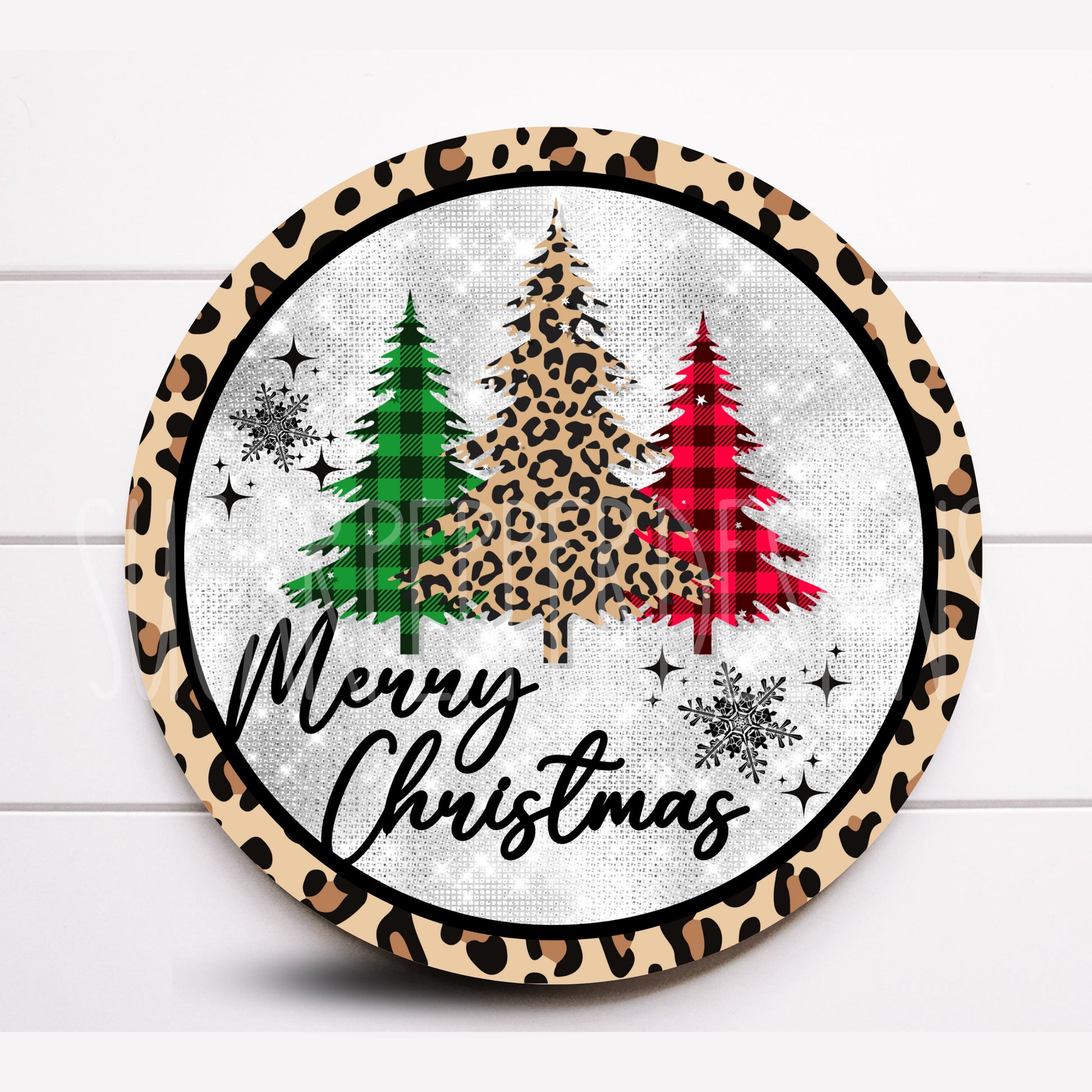 Wreath Sign, Merry Christmas Round Metal Wreath Sign, Christmas Tree Wreath Sign, Sign For Wreath, Sugar Pepper Designs