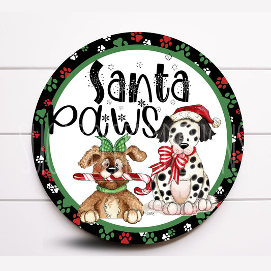 Wreath Sign, Santa Paws Sign, Christmas Wreath Sign, Sugar Pepper Designs, Sign For Wreath, Door Décor, Dog Lover’s Sign