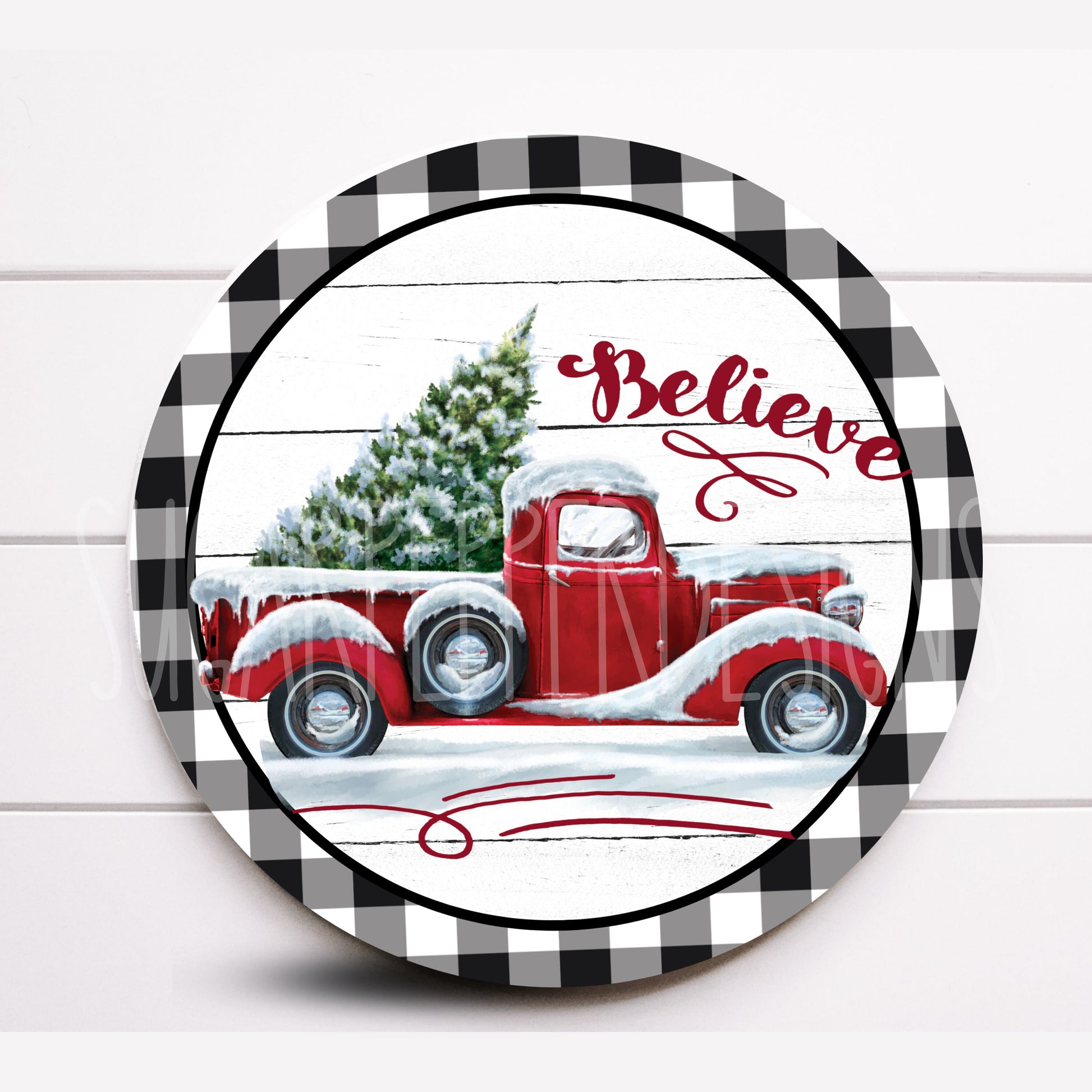 Wreath Sign, Christmas Truck Wreath Sign, Merry Christmas Wreath Sign, Sign For Wreath, Sugar Pepper Designs