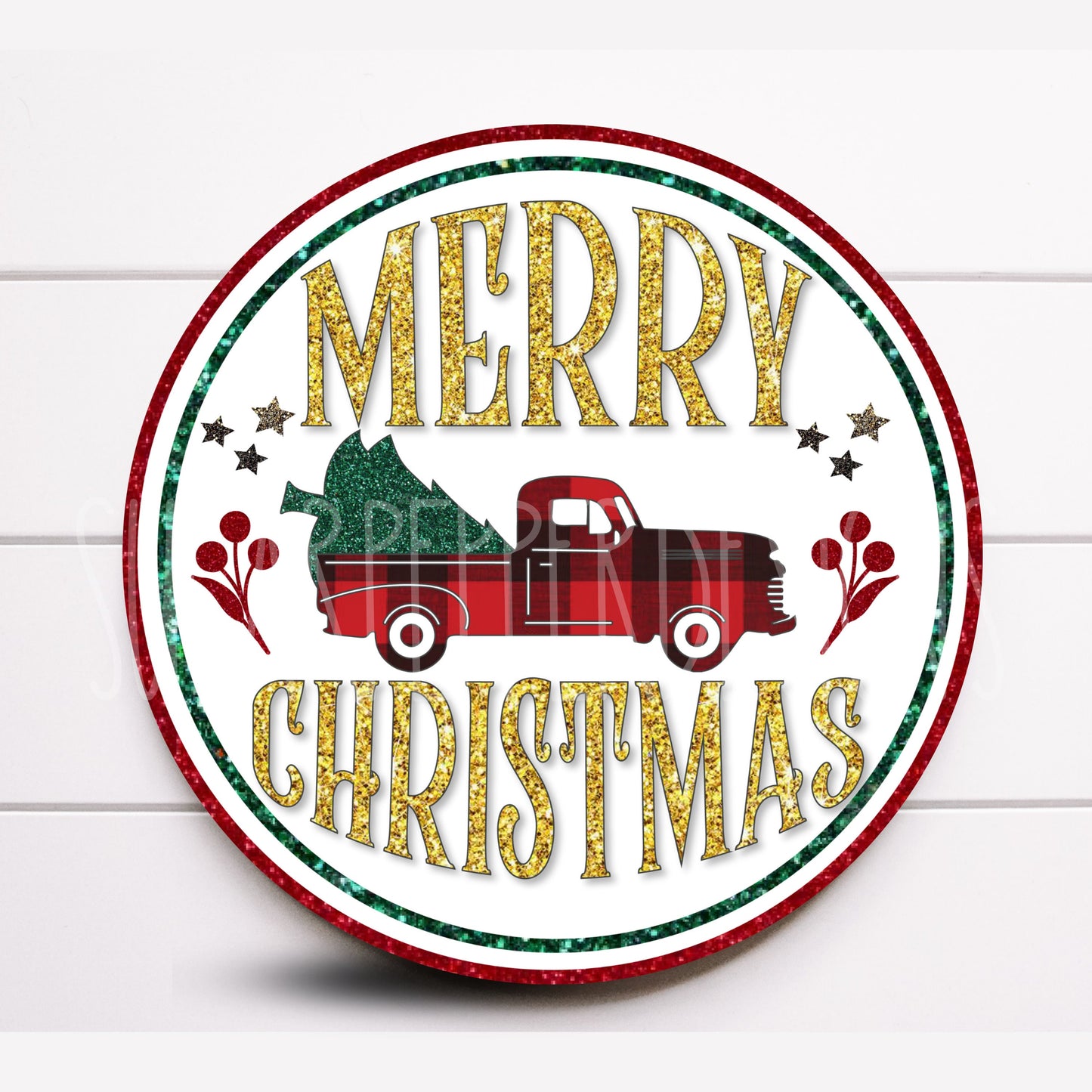 Wreath Sign, Truck Merry Christmas Wreath Sign, Sign For Wreath, Sugar Pepper Designs, Sign for Wreath