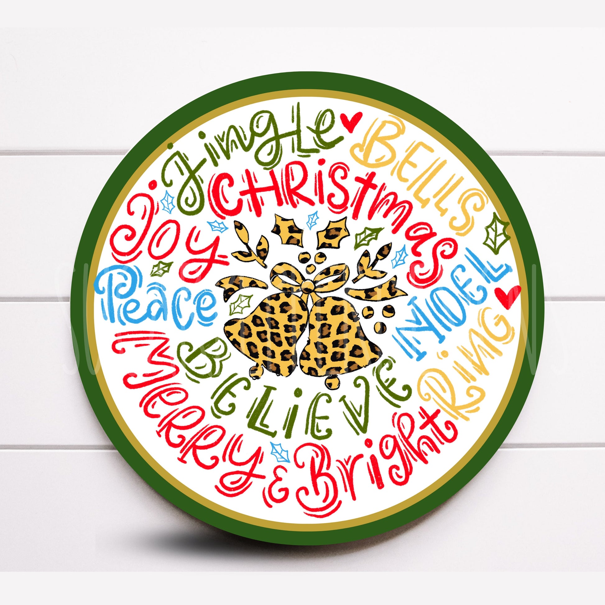 Wreath Sign, Believe Christmas Wreath Sign, Round Metal Christmas Wreath Sign, Sugar Pepper Designs, Sign For Wreath