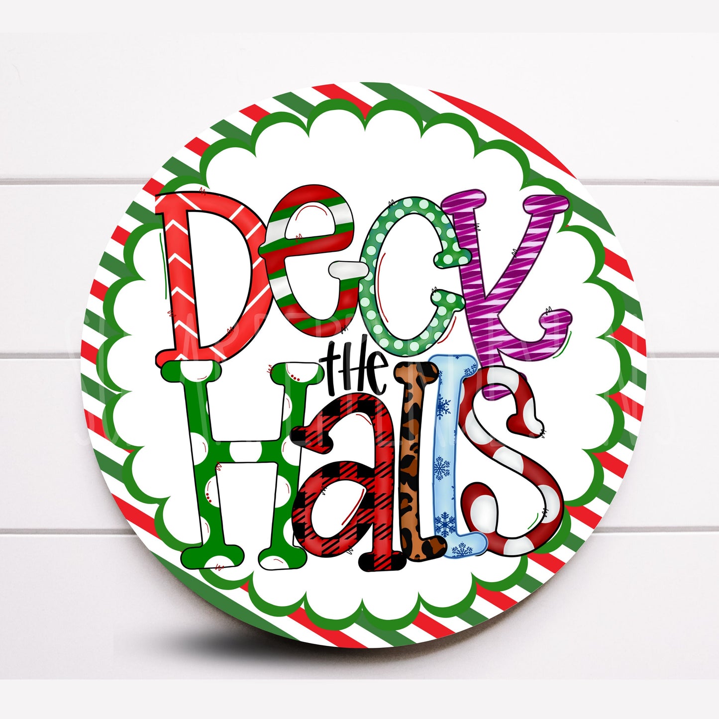 Wreath Sign, Deck the Halls ,Round Metal Sign, Sugar Pepper Designs, Sign For Wreath, Christmas Wreath Sign, Choose Your Size