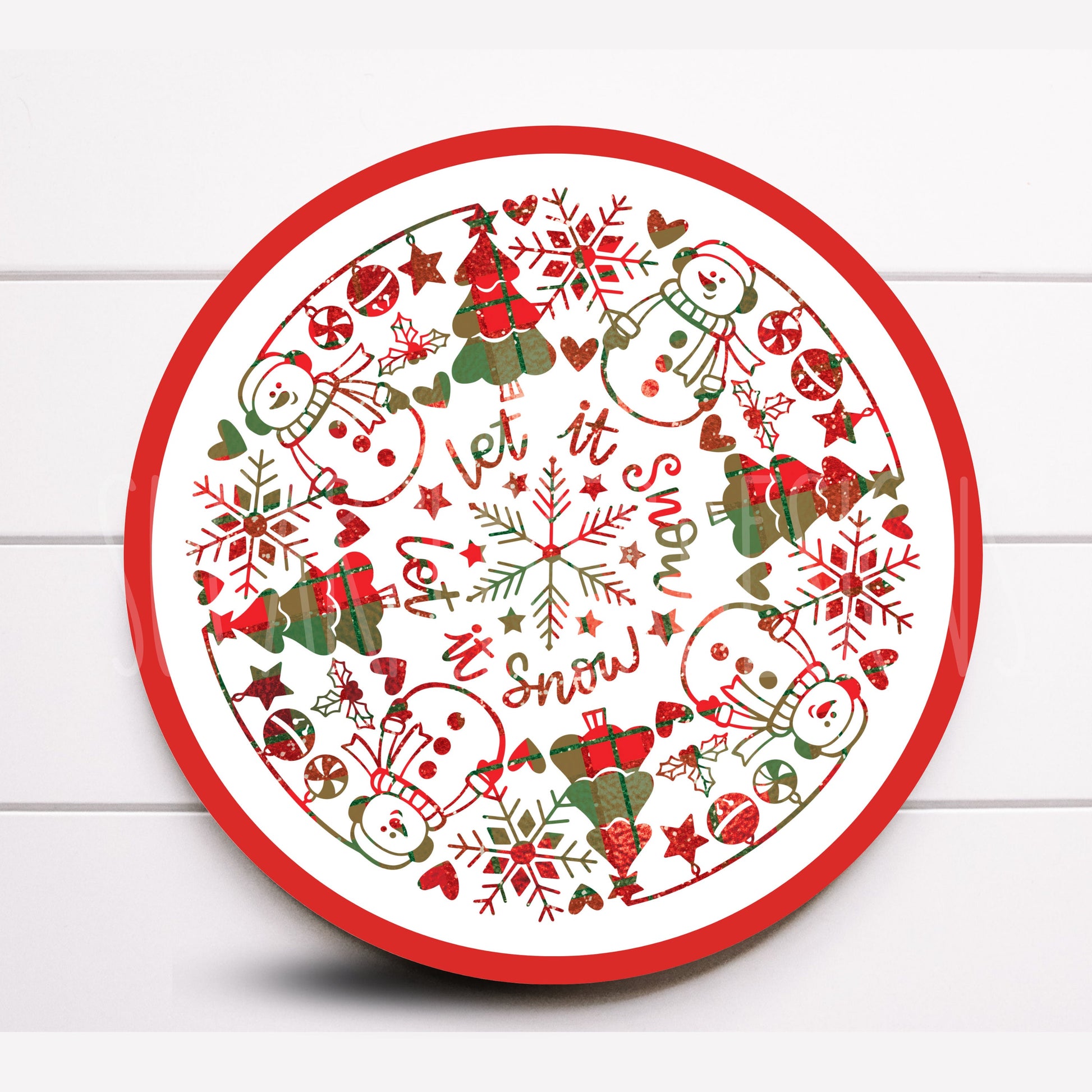 Wreath Sign, Let it Snow Sign, Round Christmas Sign, Sugar Pepper Designs, Sign For Wreath