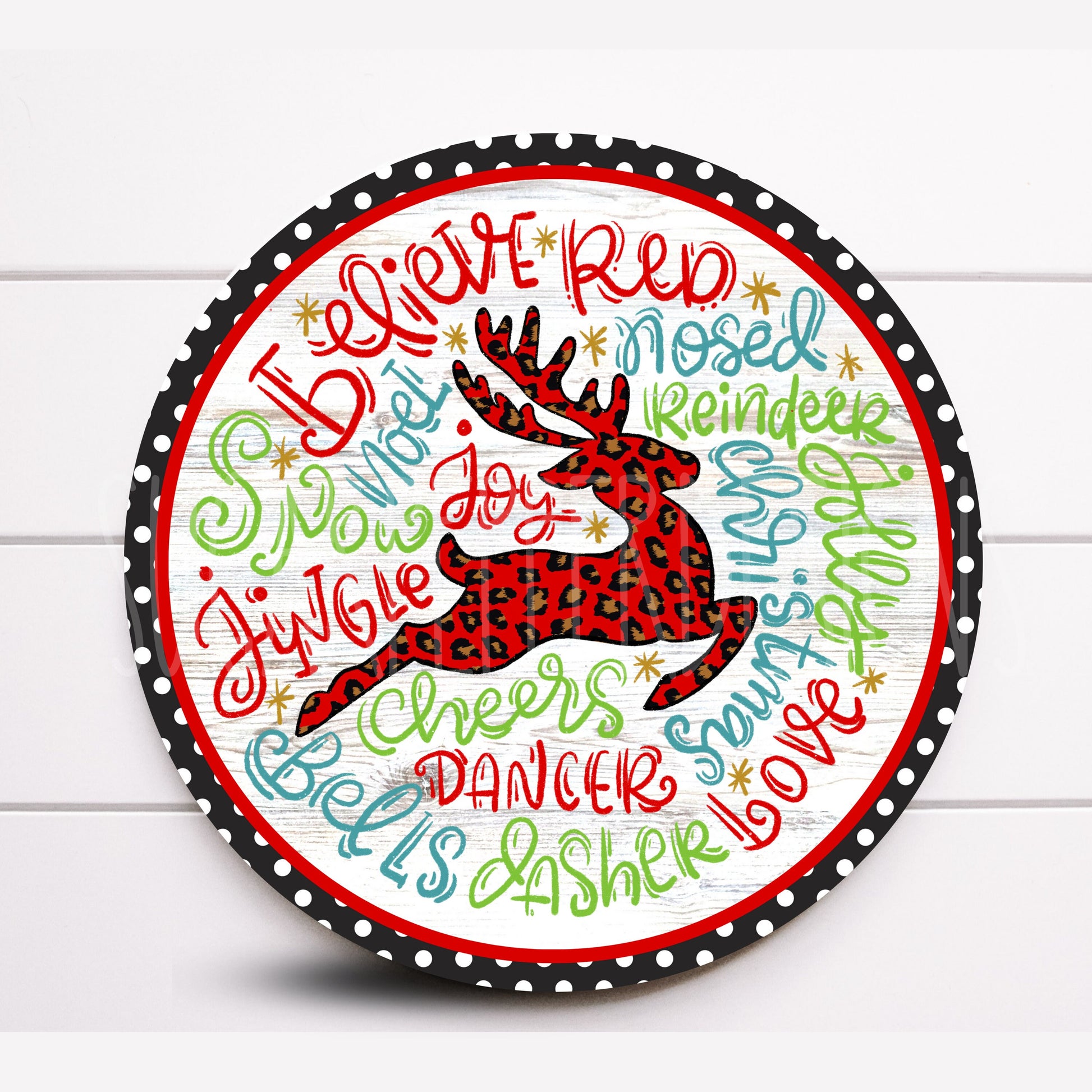 Wreath Sign, Reindeer Sign, Round Metal Wreath Sign, Christmas Sign, Sugar Pepper Designs, Sign For Wreath