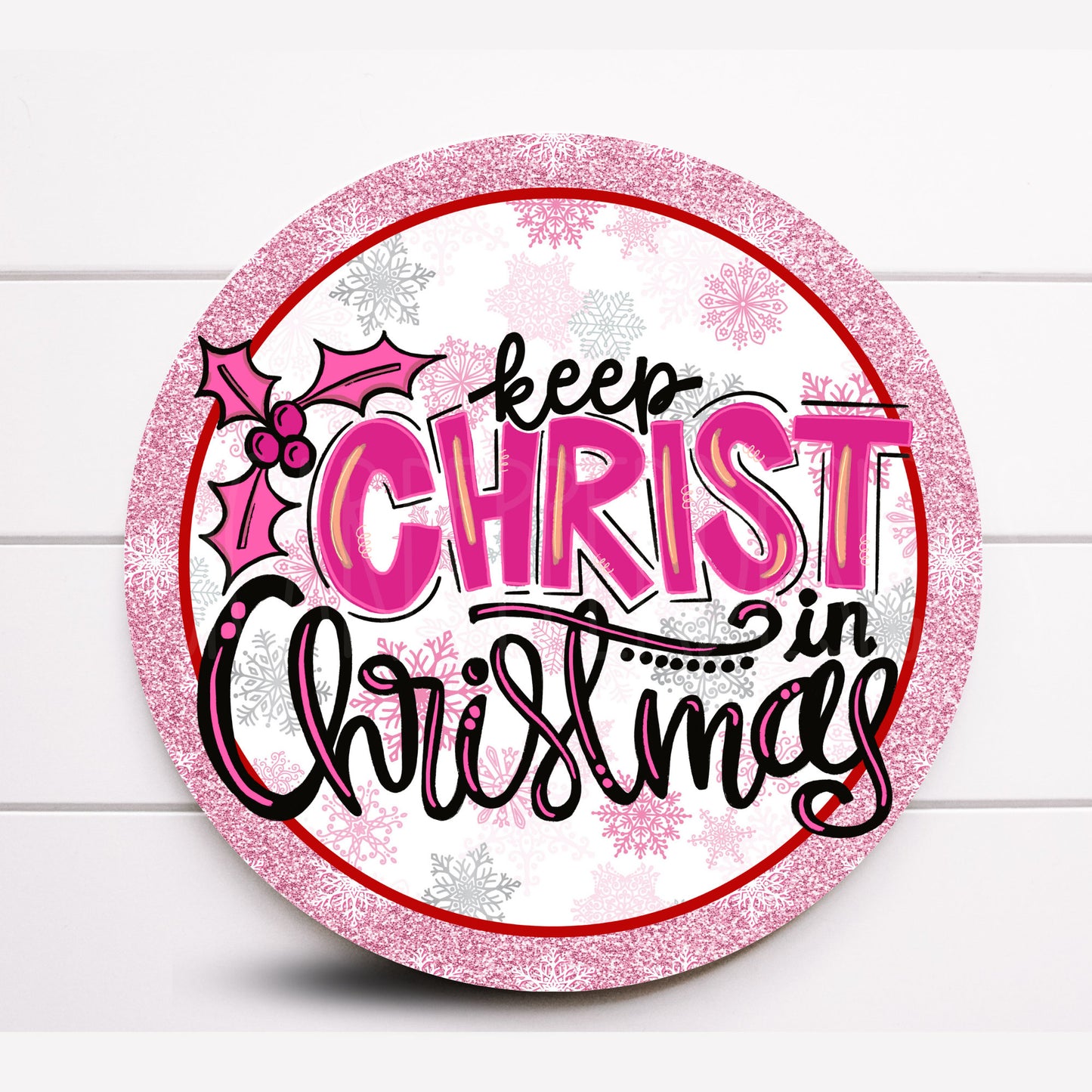 Wreath Sign, Keep Christ in Christmas Wreath Sign, Christmas Wreath Sign, Sign For Wreath, Sugar Pepper Designs, Pink Christmas