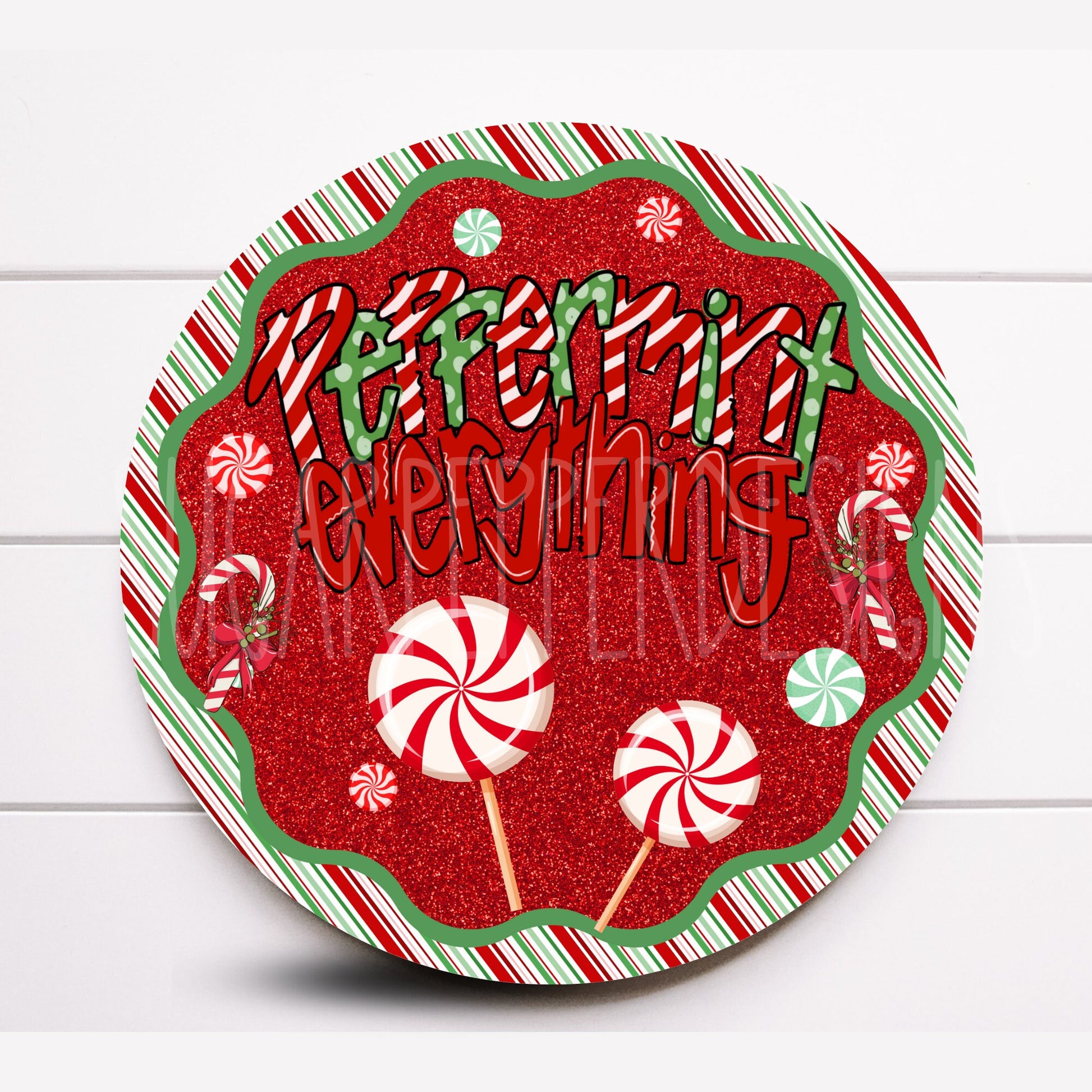 Wreath Sign, Candy Cane Wreath Sign, Christmas Wreath Sign, Sugar Pepper Designs, Sign For Wreath, Wreath Attachment, Round Sign