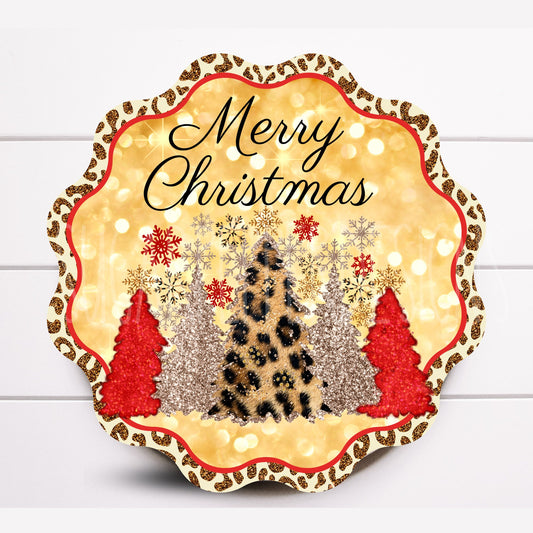 Wreath Sign, Christmas Wreath Sign, Red and Gold Christmas Sign, Animal Print Wreath Sign, Sugar Pepper Designs, Sign For Wreath