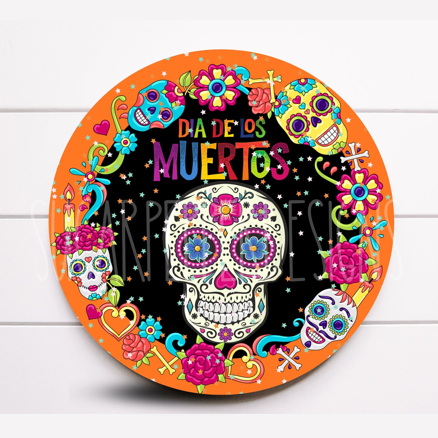 Wreath Sign, Day of the Dead Wreath Sign, Dia de los Muertos Wreath Sign, Halloween Wreath Sign, Sign For Wreath